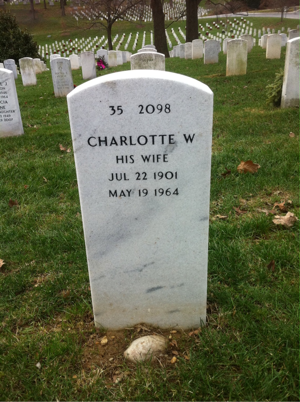 Back of headstone — Charlotte Mounts