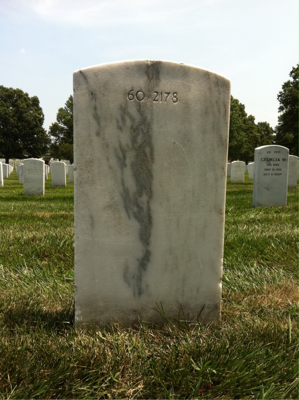 Back of headstone — Wade Lonaus Carter