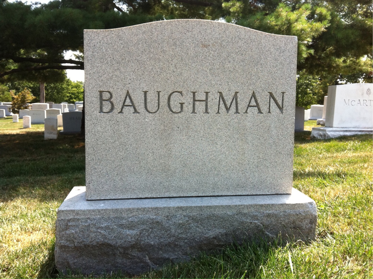 Back of headstone — Richard Baughman