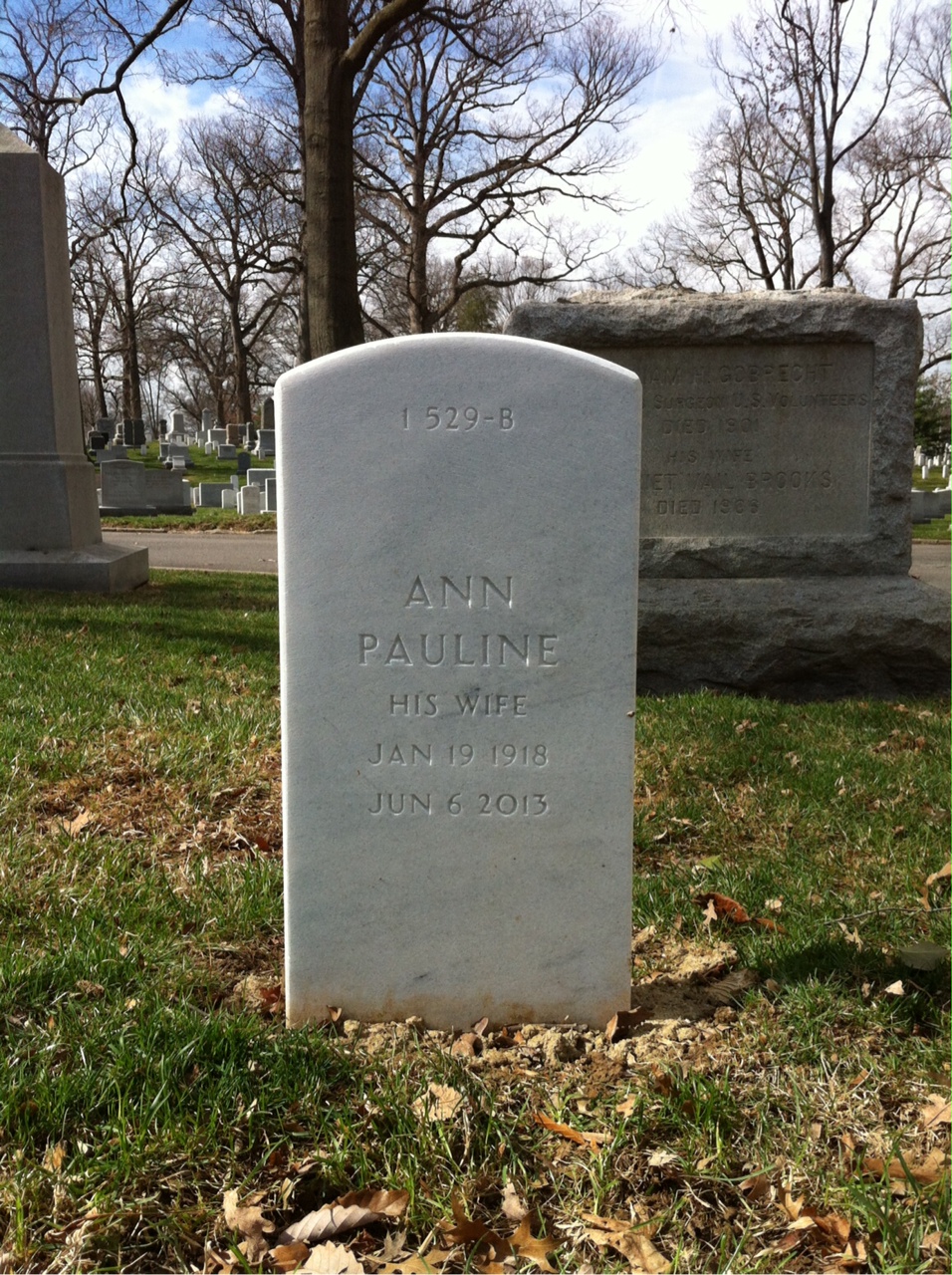 Back of headstone — Ambrose Arthur