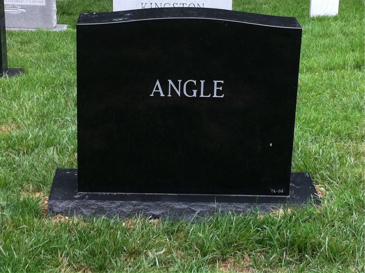 Back of headstone — Thomas Angle