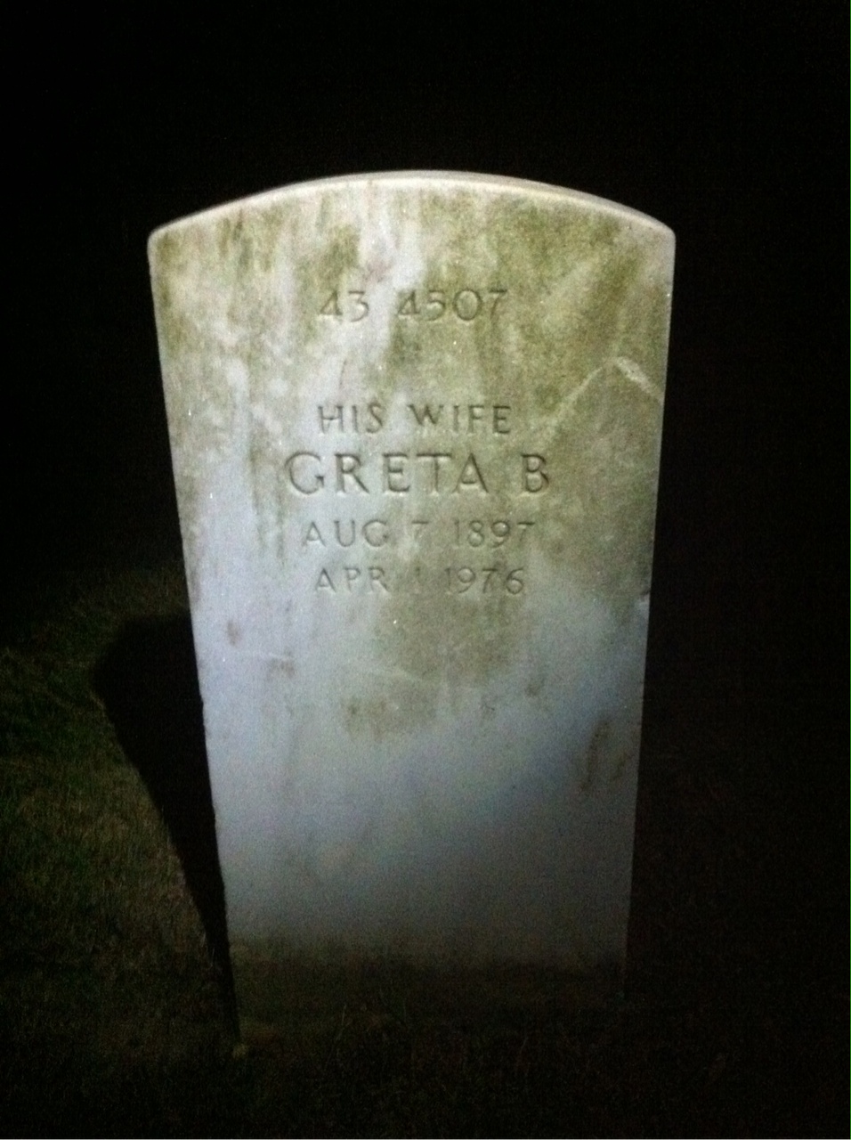 Back of headstone — Frank Albright