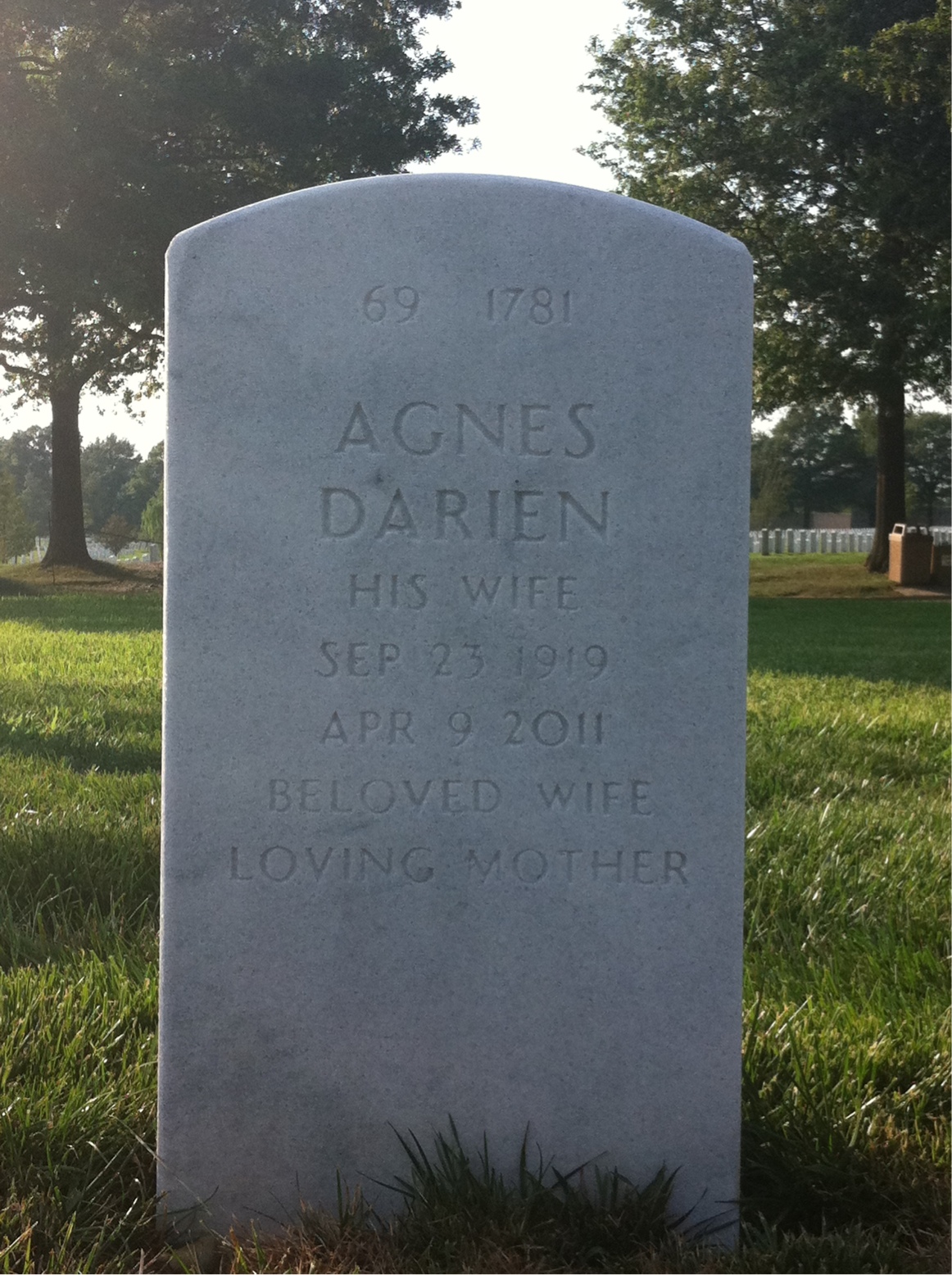 Back of headstone — Gilbert Tracy