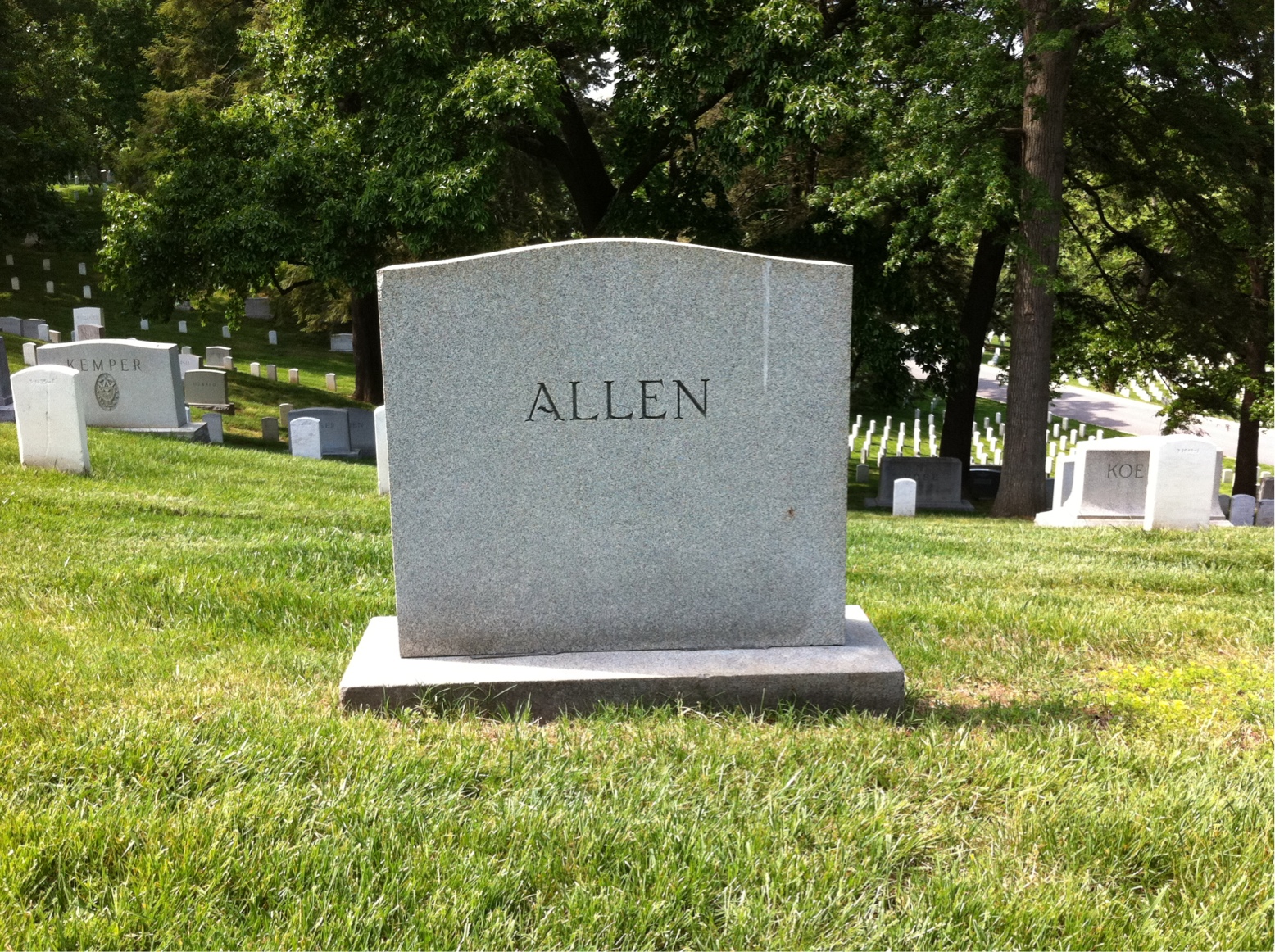 Back of headstone — Aurelia Allen