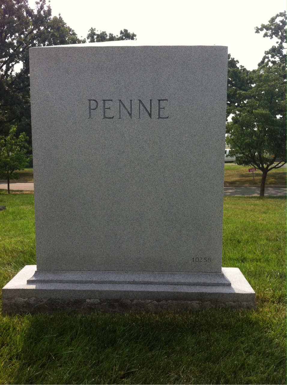 Back of headstone — Harold Penne