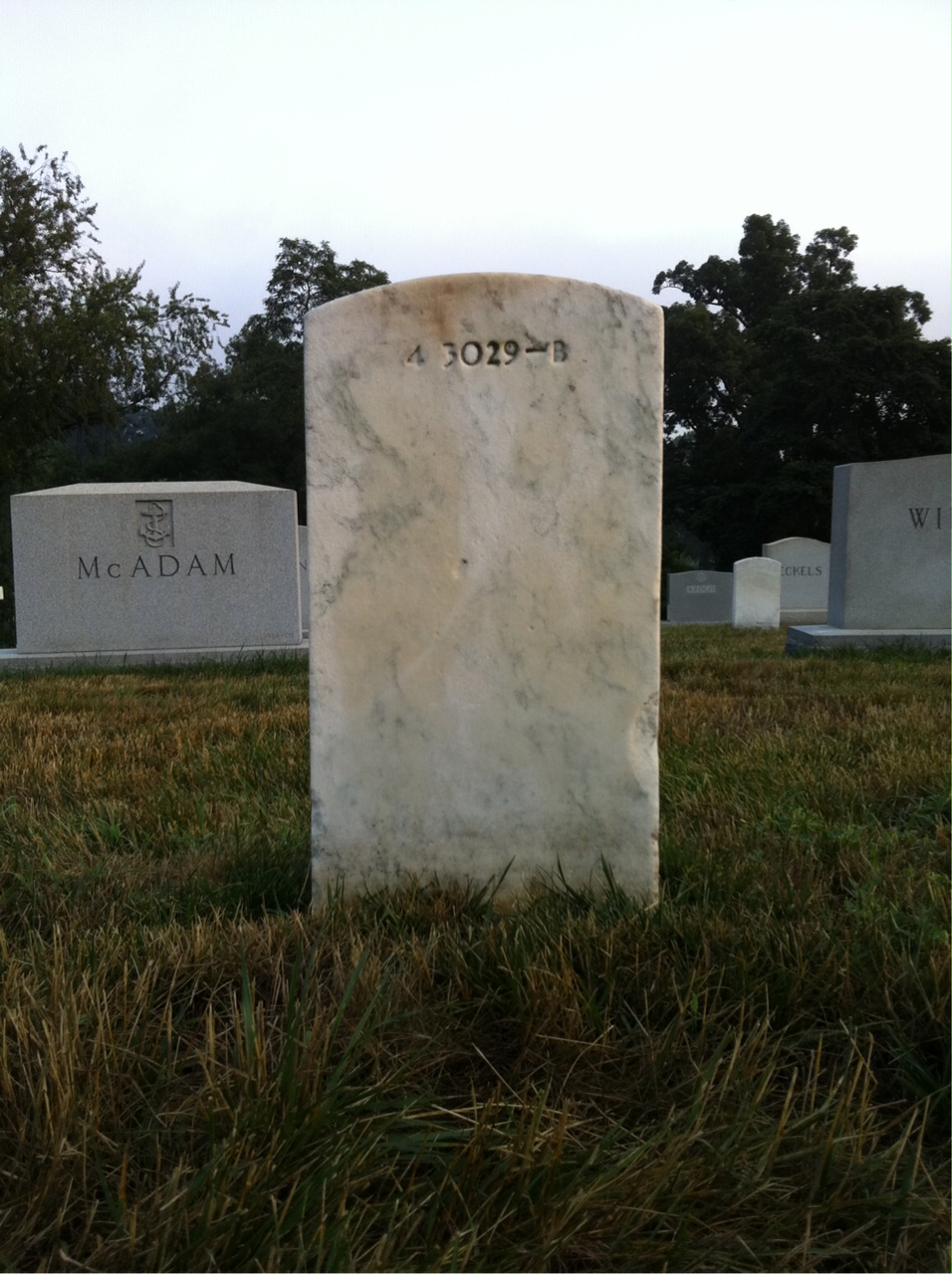 Back of headstone — Donald Mills