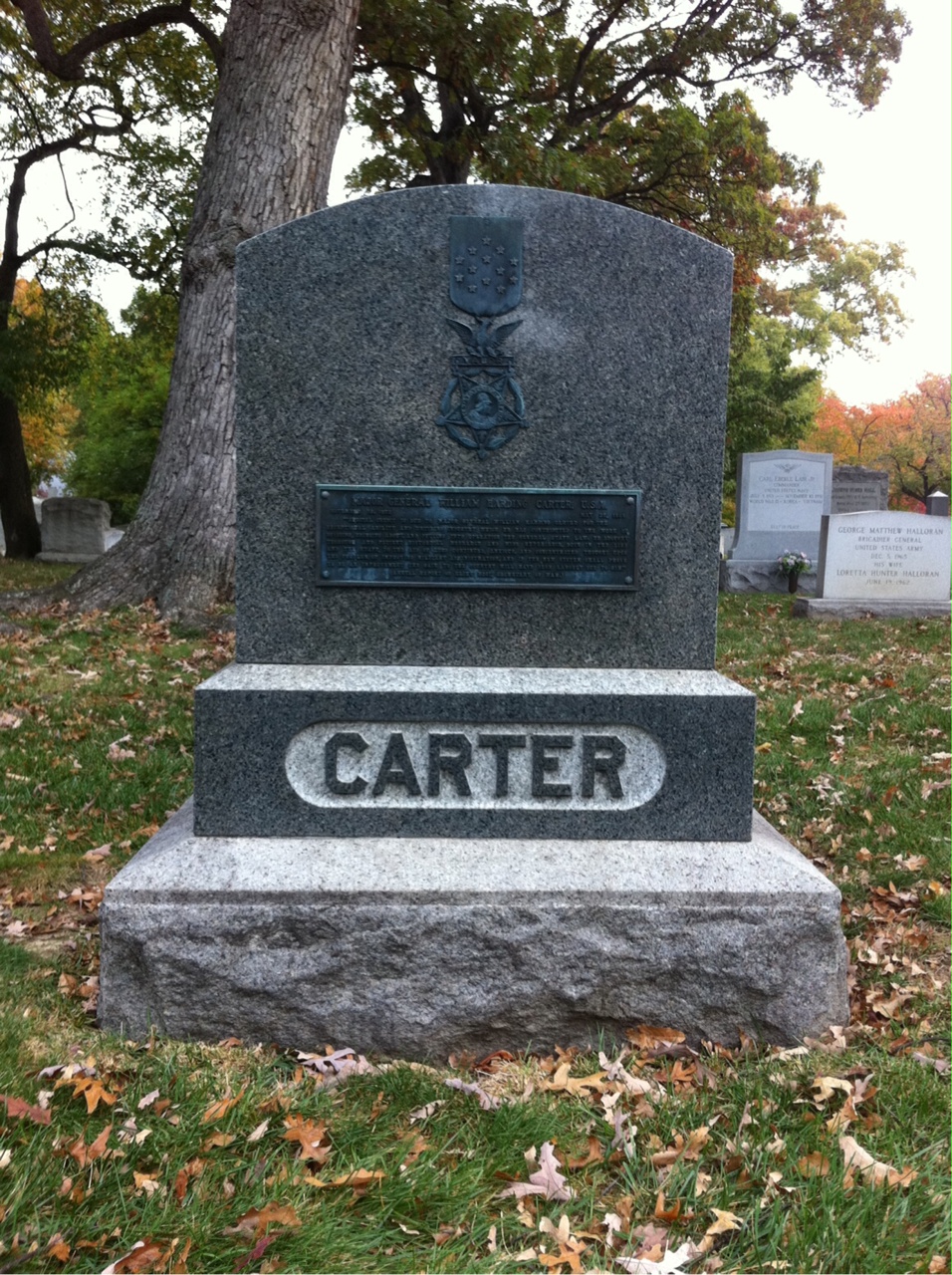 Headstone shared by 2 interments, including William H. Carter