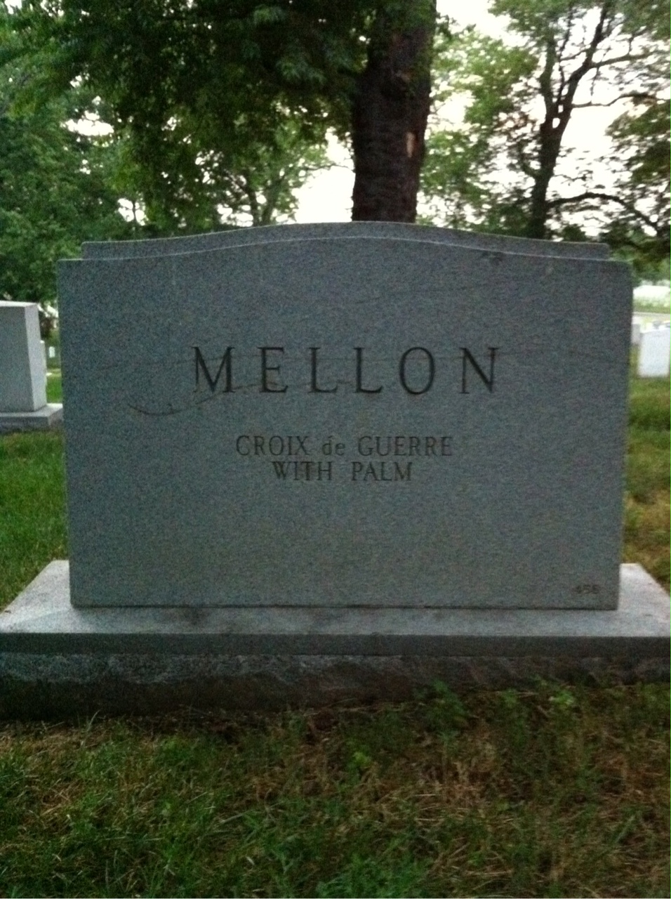 Back of headstone — Frank Mellon