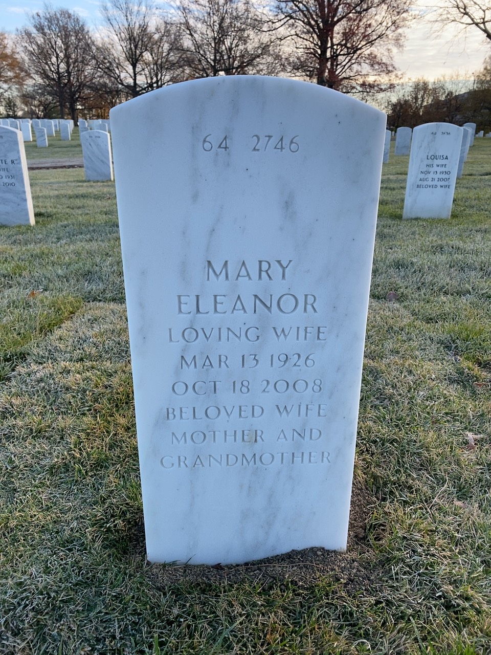 Back of headstone — Eugene Kovach