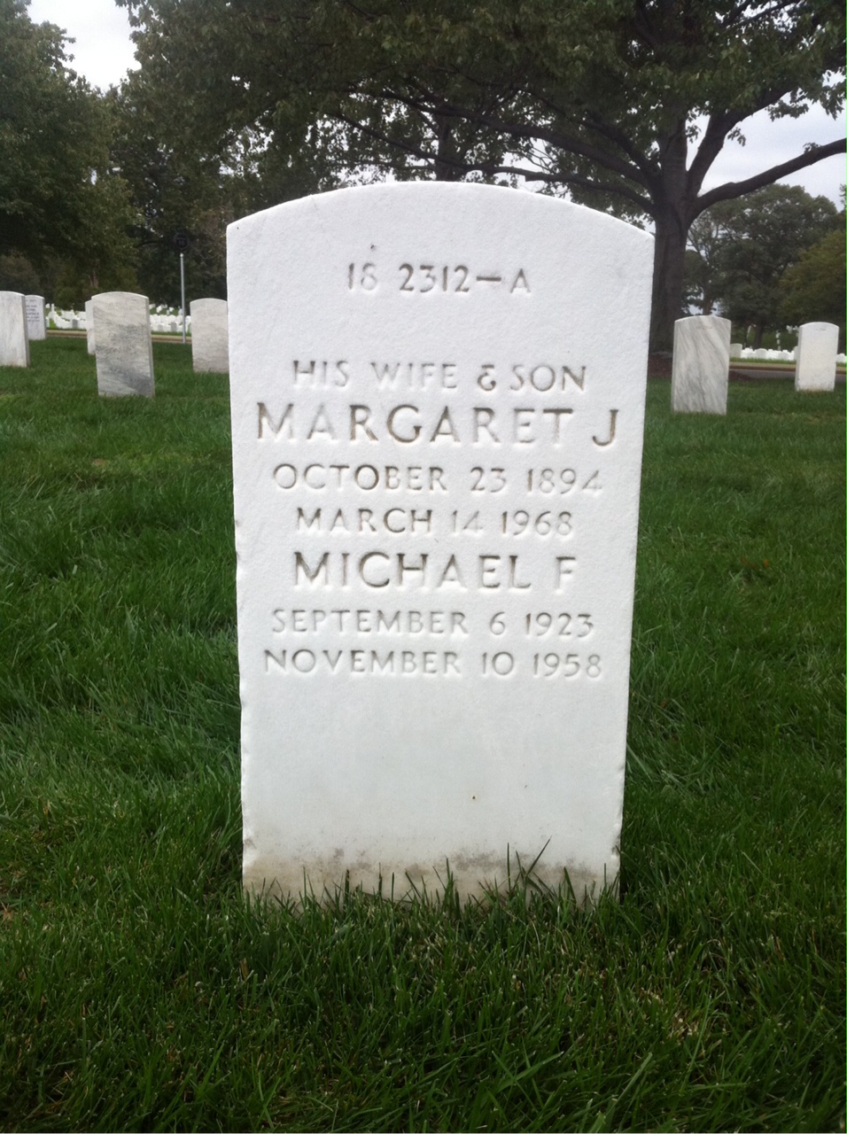 Back of headstone — Margaret Aukward