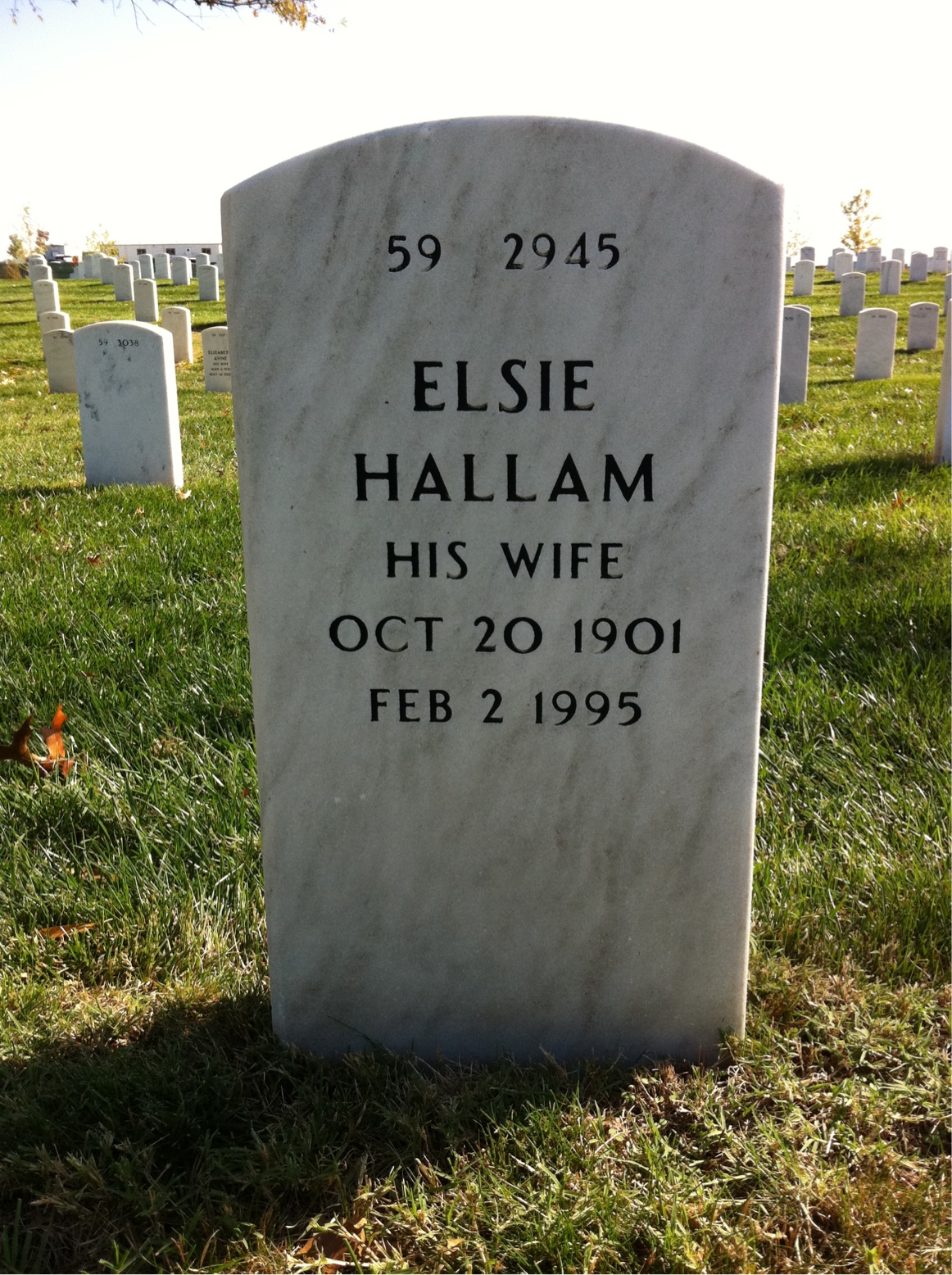 Back of headstone — Clarence Herbert