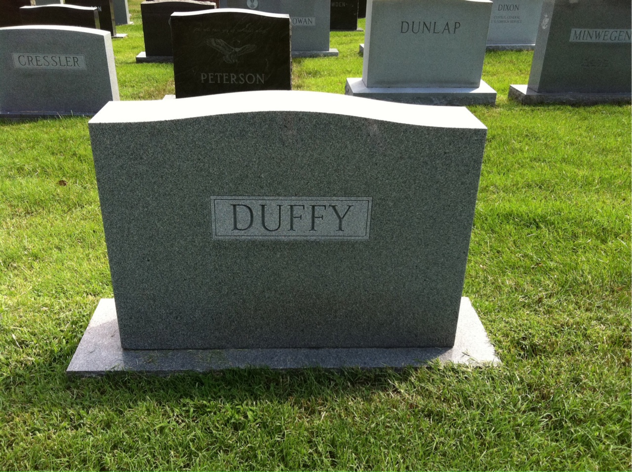 Back of headstone — James Duffy