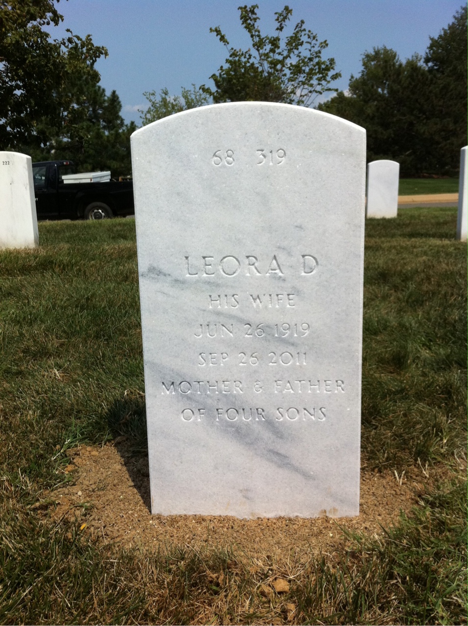 Back of headstone — Ben Sparks