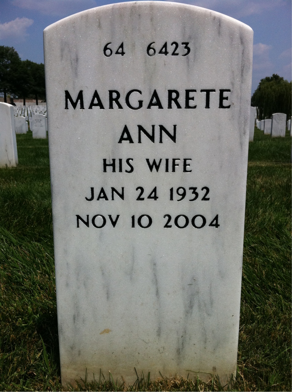 Back of headstone — William Burt