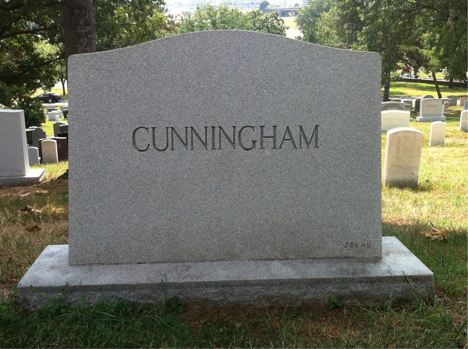 Back of headstone — Harry Cunningham