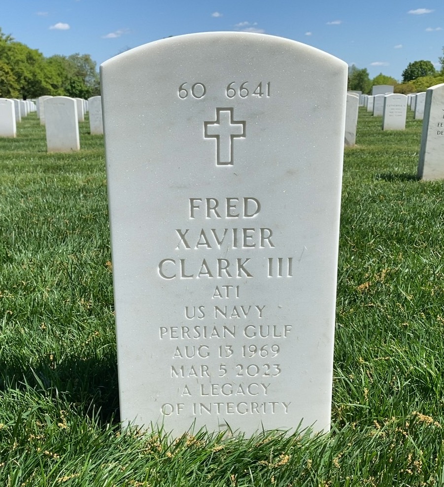 Back of headstone — Fred Clark