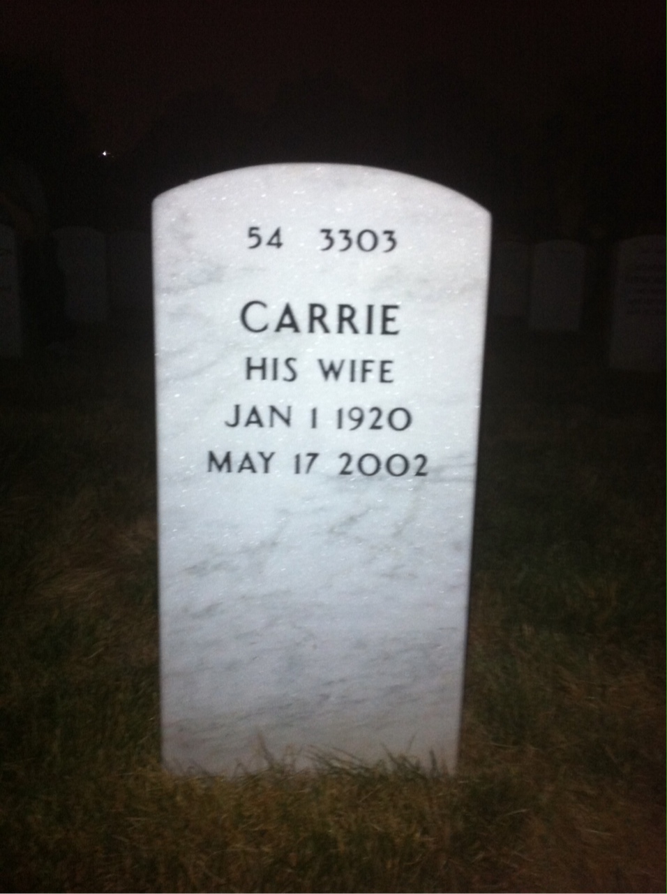 Back of headstone — Howard Stevenson