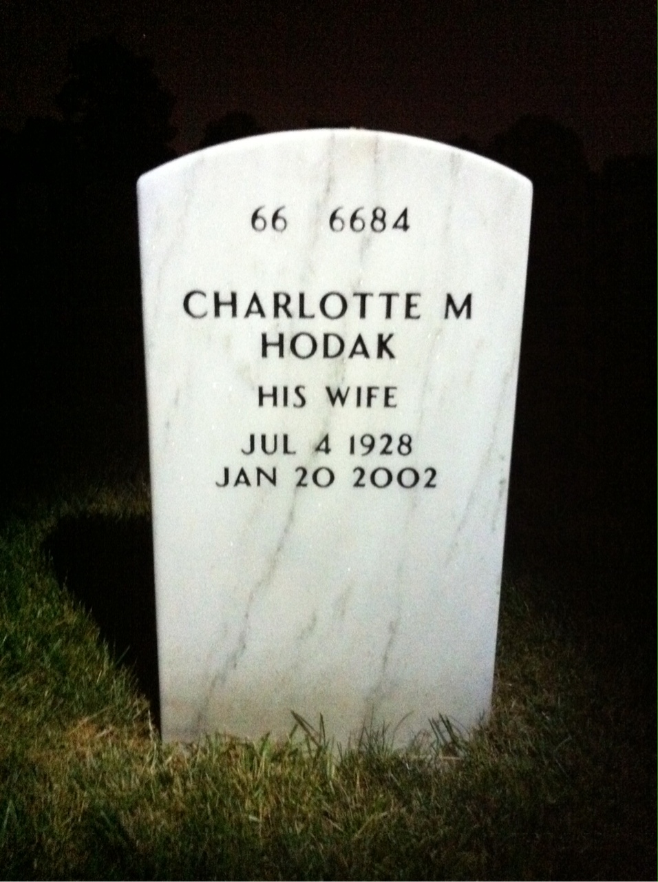 Back of headstone — Michael Hodak