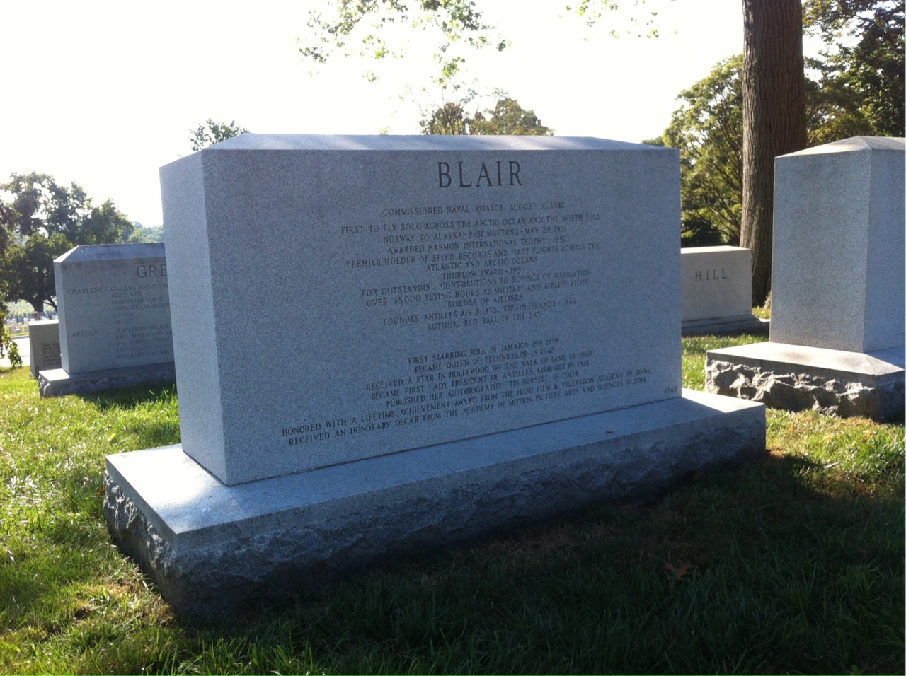 Back of headstone — Charles Blair