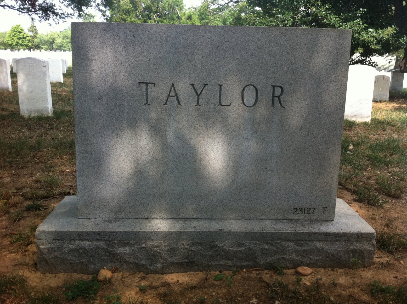Back of headstone — Frank Taylor