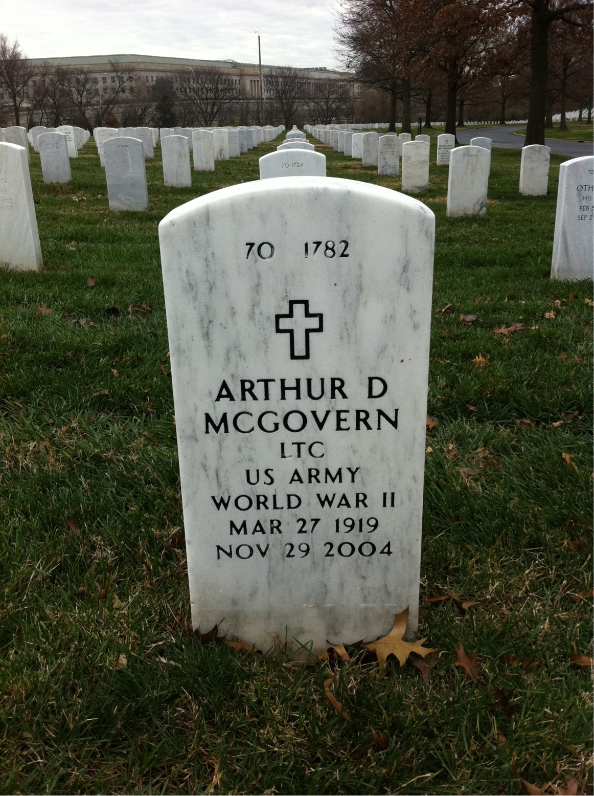 Back of headstone — Arthur Mcgovern