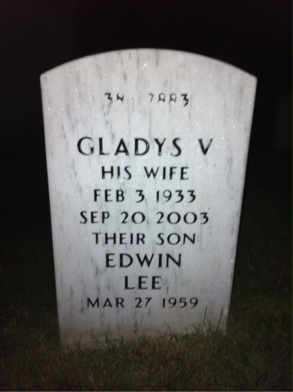Back of headstone — Luther Johnson