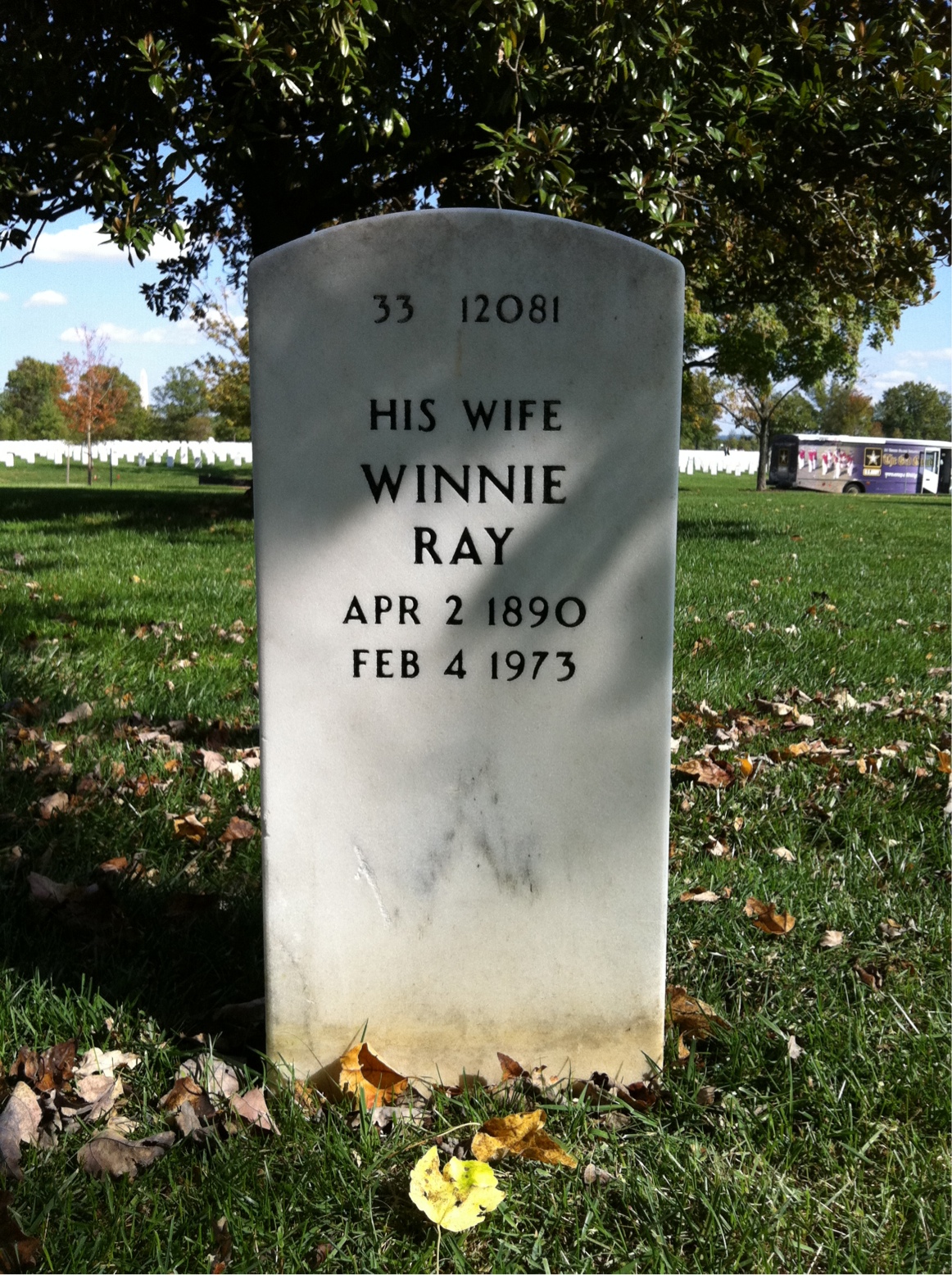 Back of headstone — Cary Allen