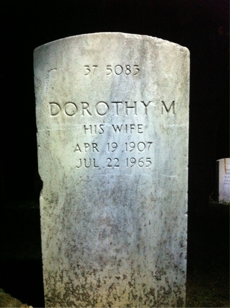 Back of headstone — Dorothy Morley