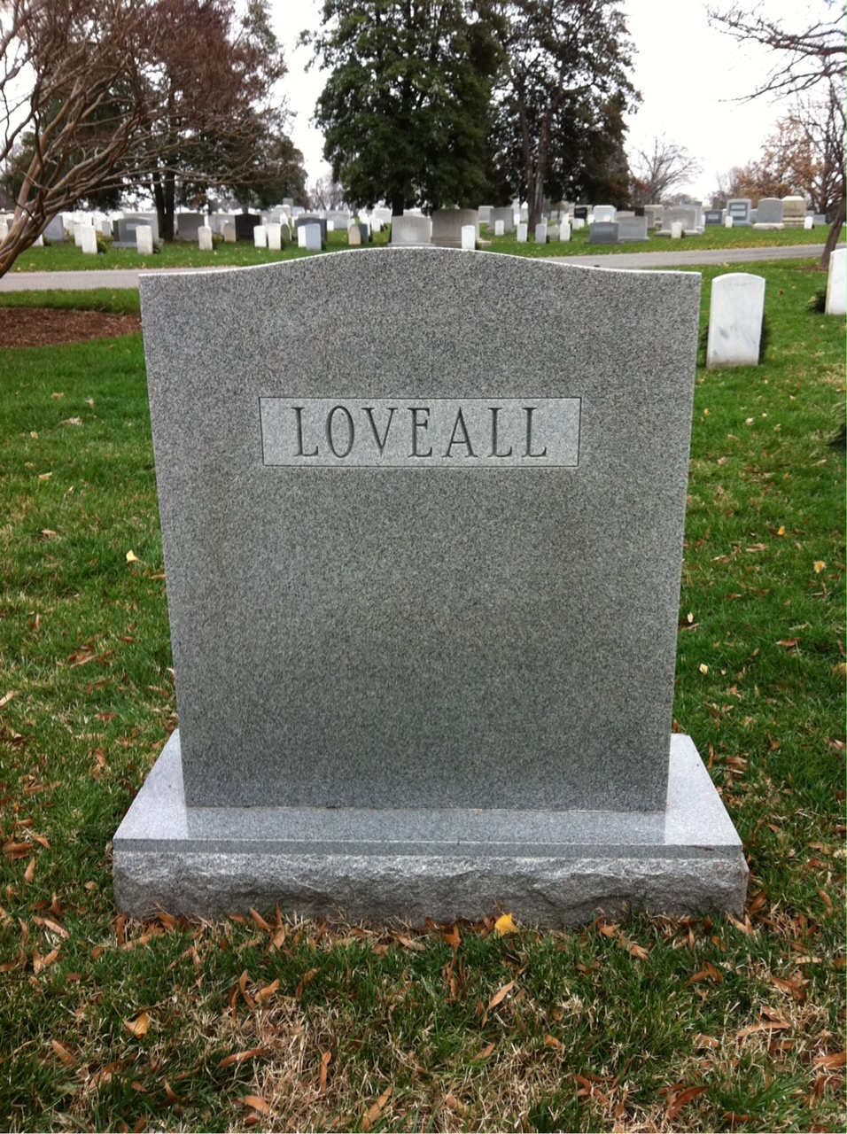 Back of headstone — Lee Loveall