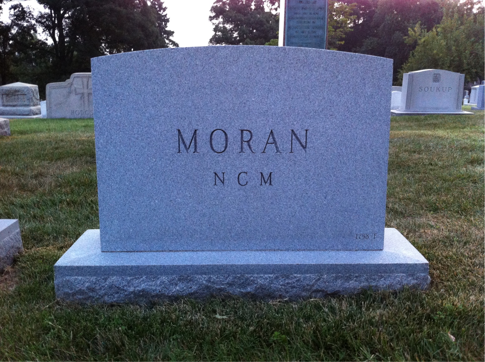Back of headstone — Elma Moran