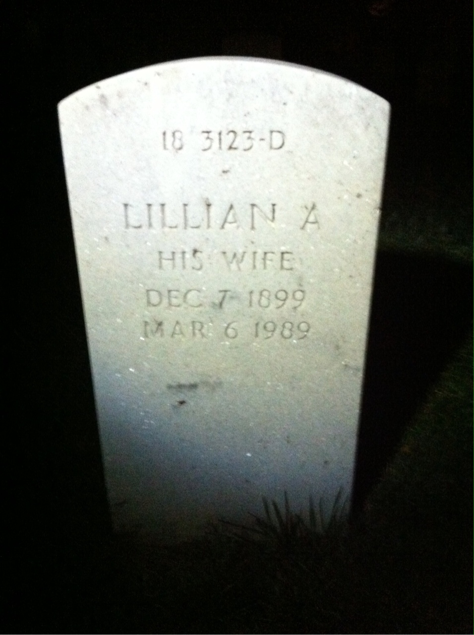Back of headstone — Herbert Mills