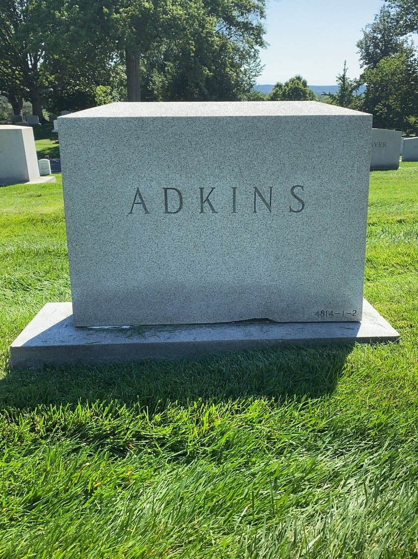Back of headstone — Lewis Adkins