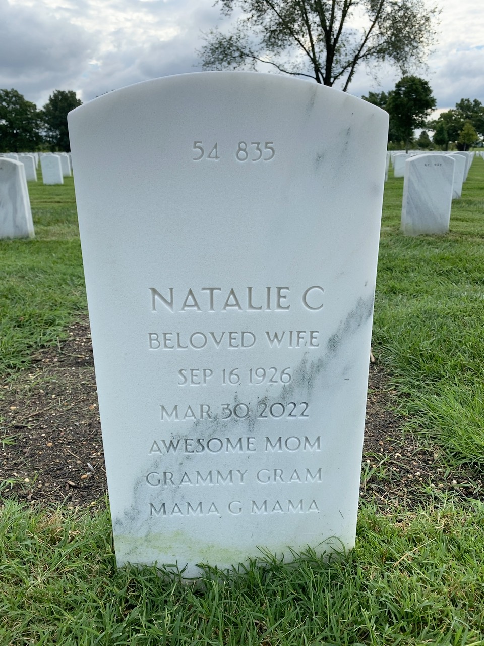 Back of headstone — George Mann