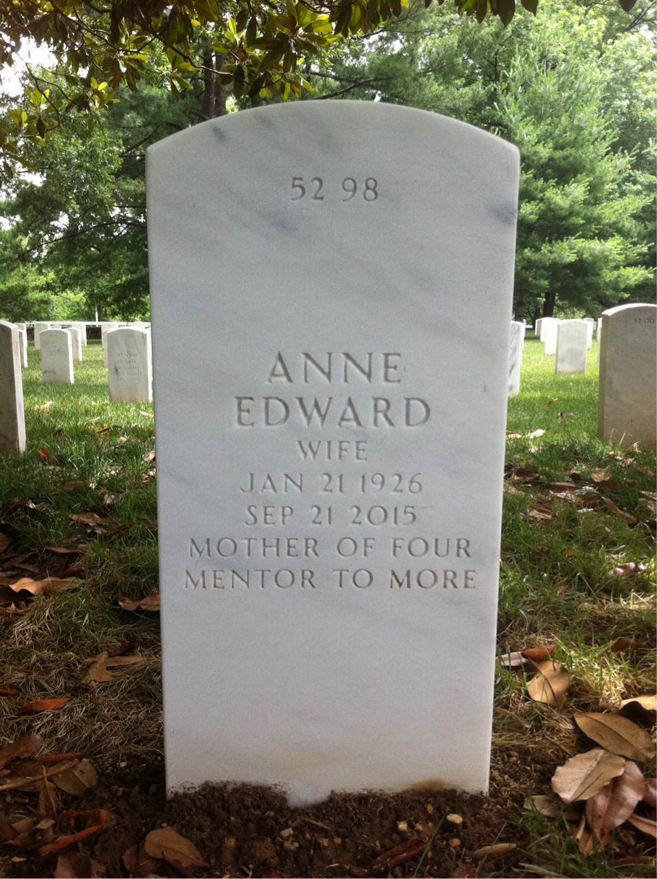 Back of headstone — Lawrence Mowell