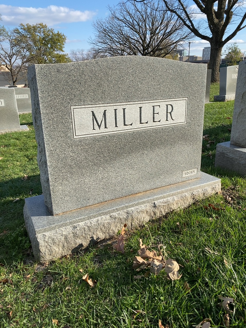 Back of headstone — Robert Miller