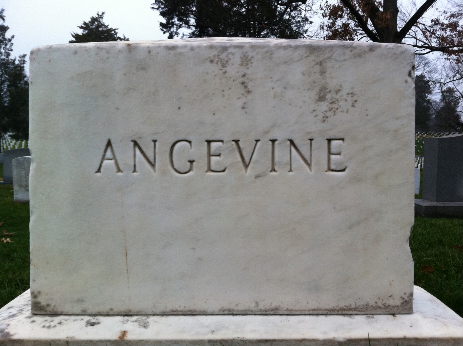 Back of headstone — Eugene Angevine