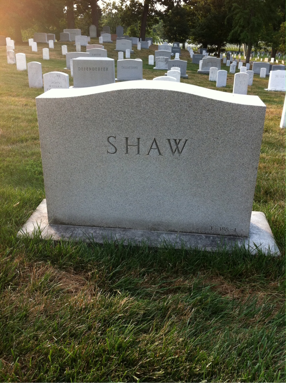 Back of headstone — Robert G Shaw