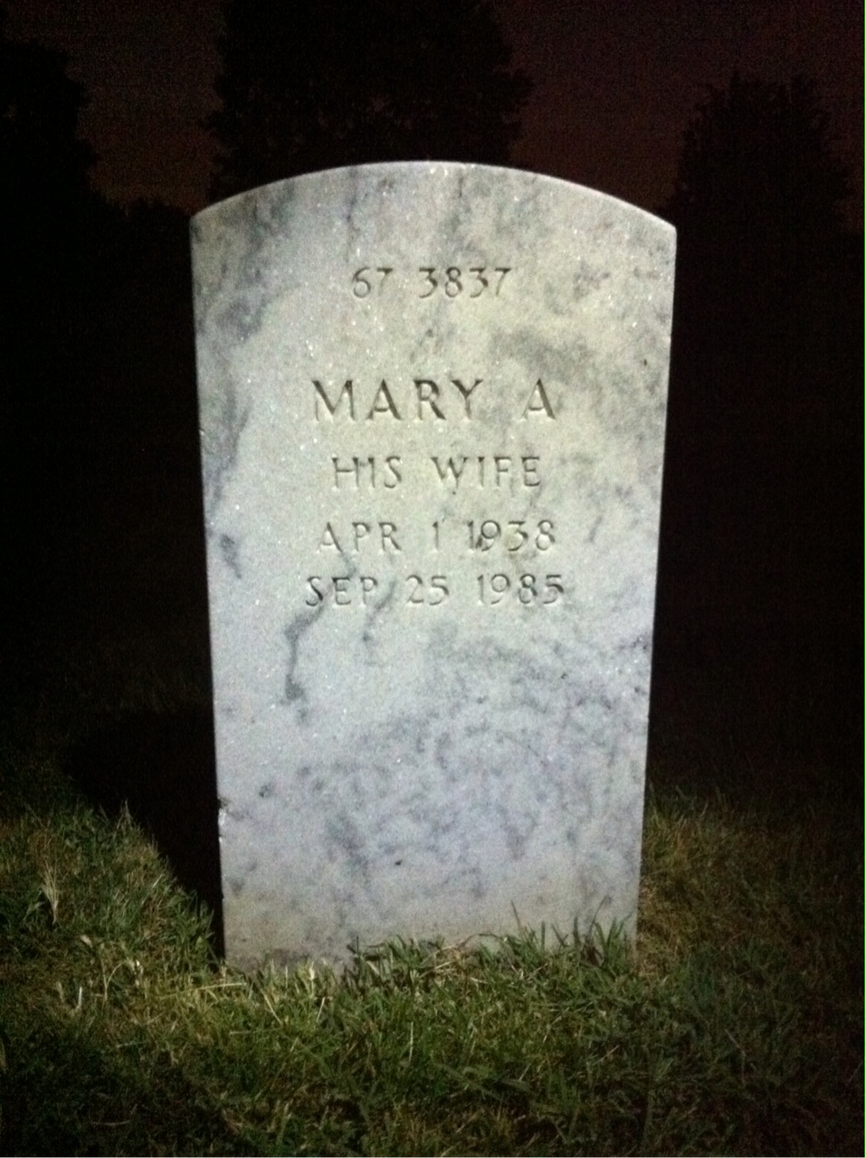 Back of headstone — Willie B Gill