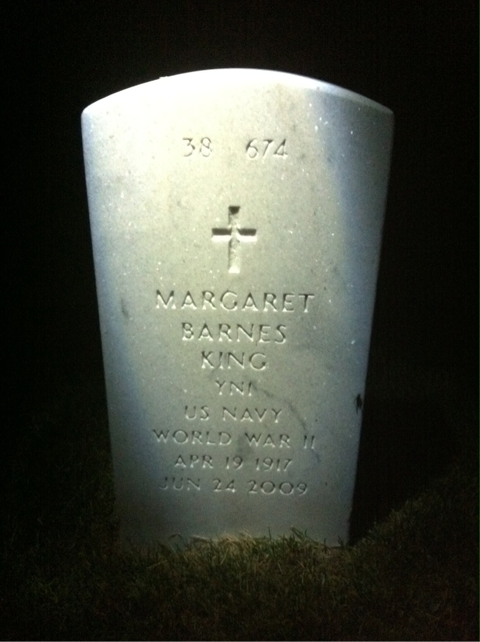 Back of headstone — Margaret King
