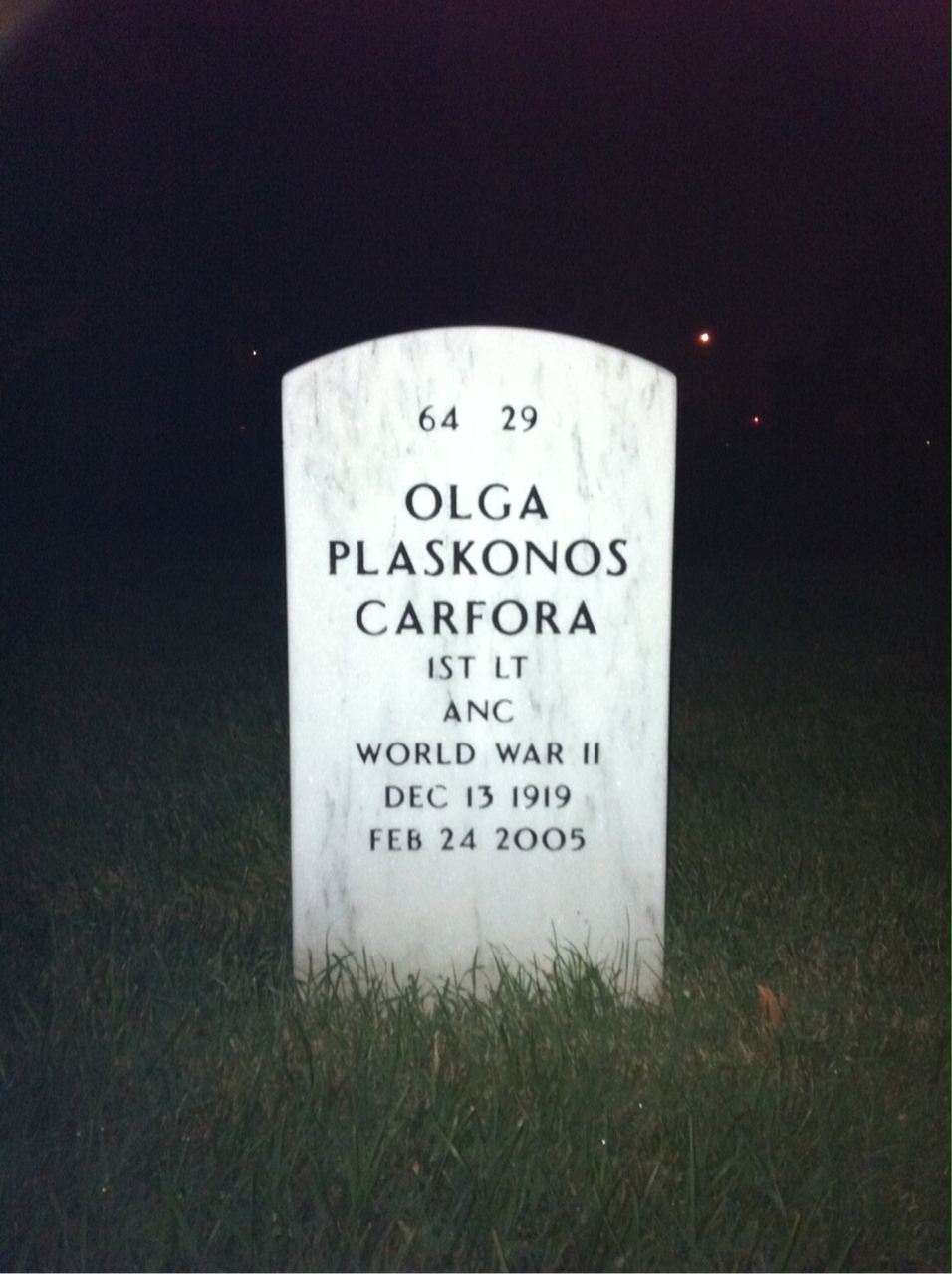 Back of headstone — Joseph Carfora