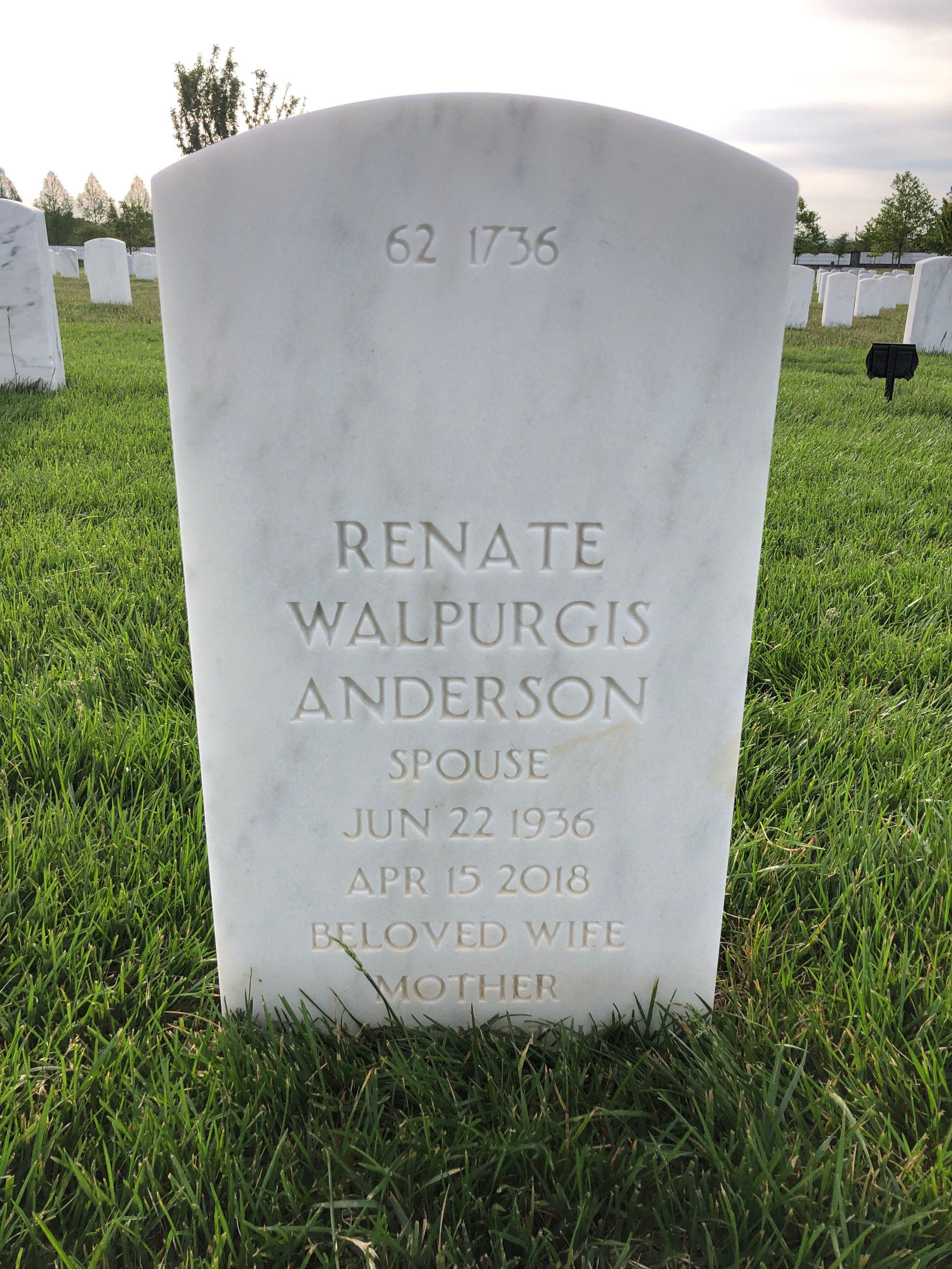 Back of headstone — James Anderson