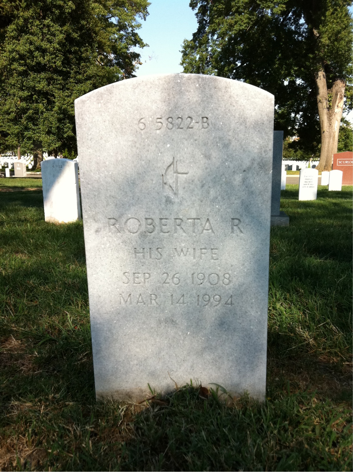 Back of headstone — Roberta Murray
