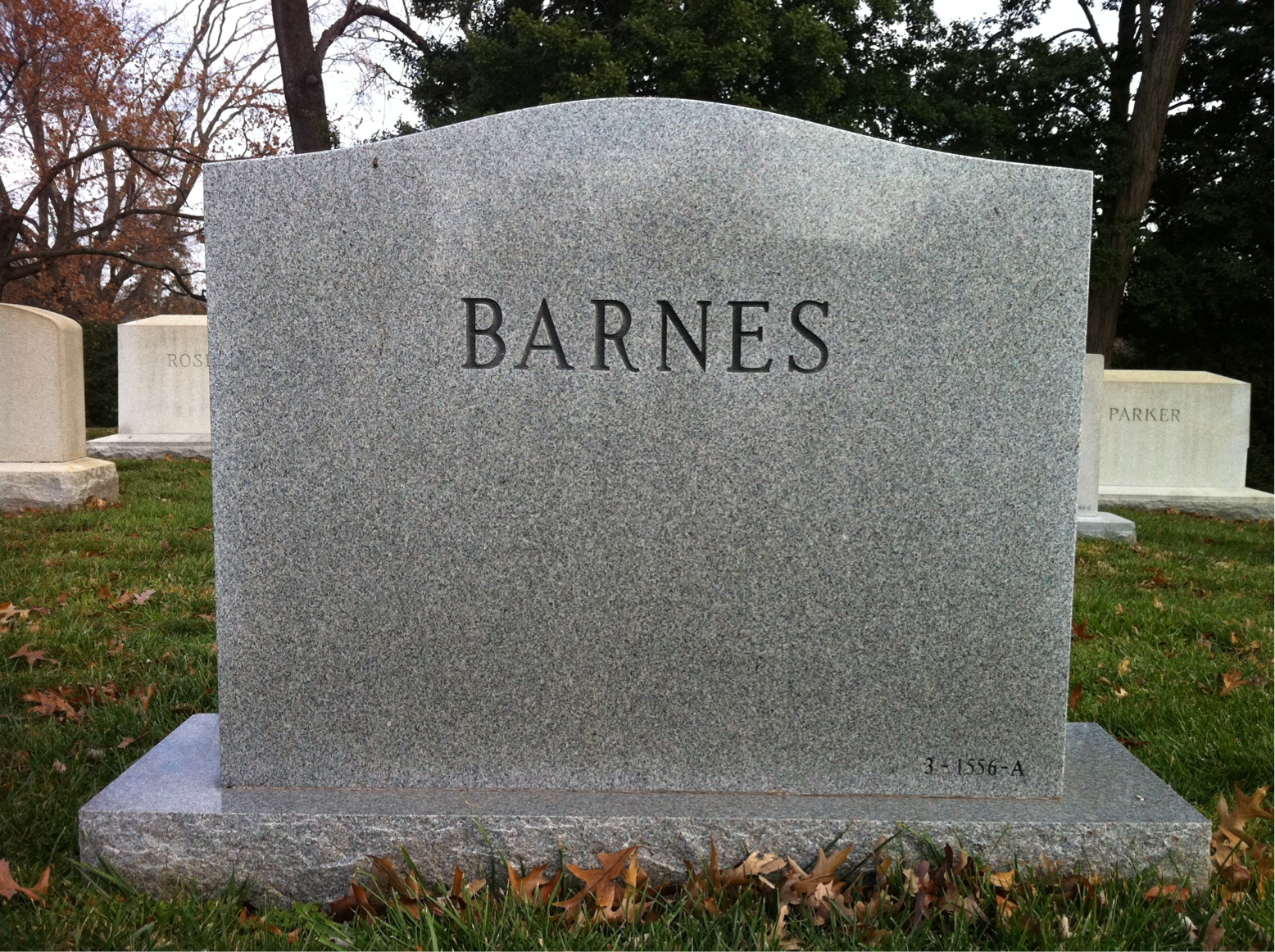 Back of headstone — Roger Barnes