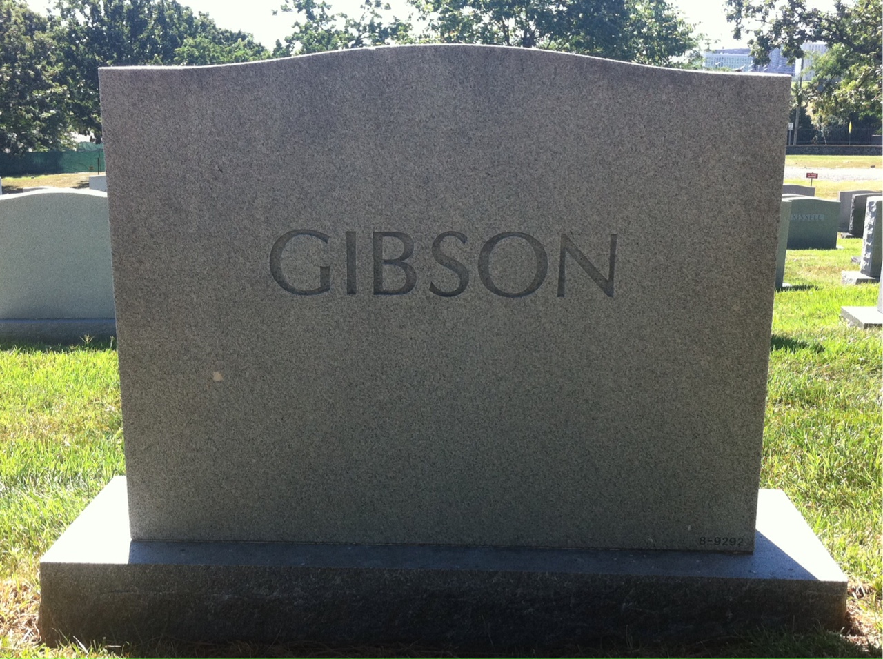 Back of headstone — Sam Gibson