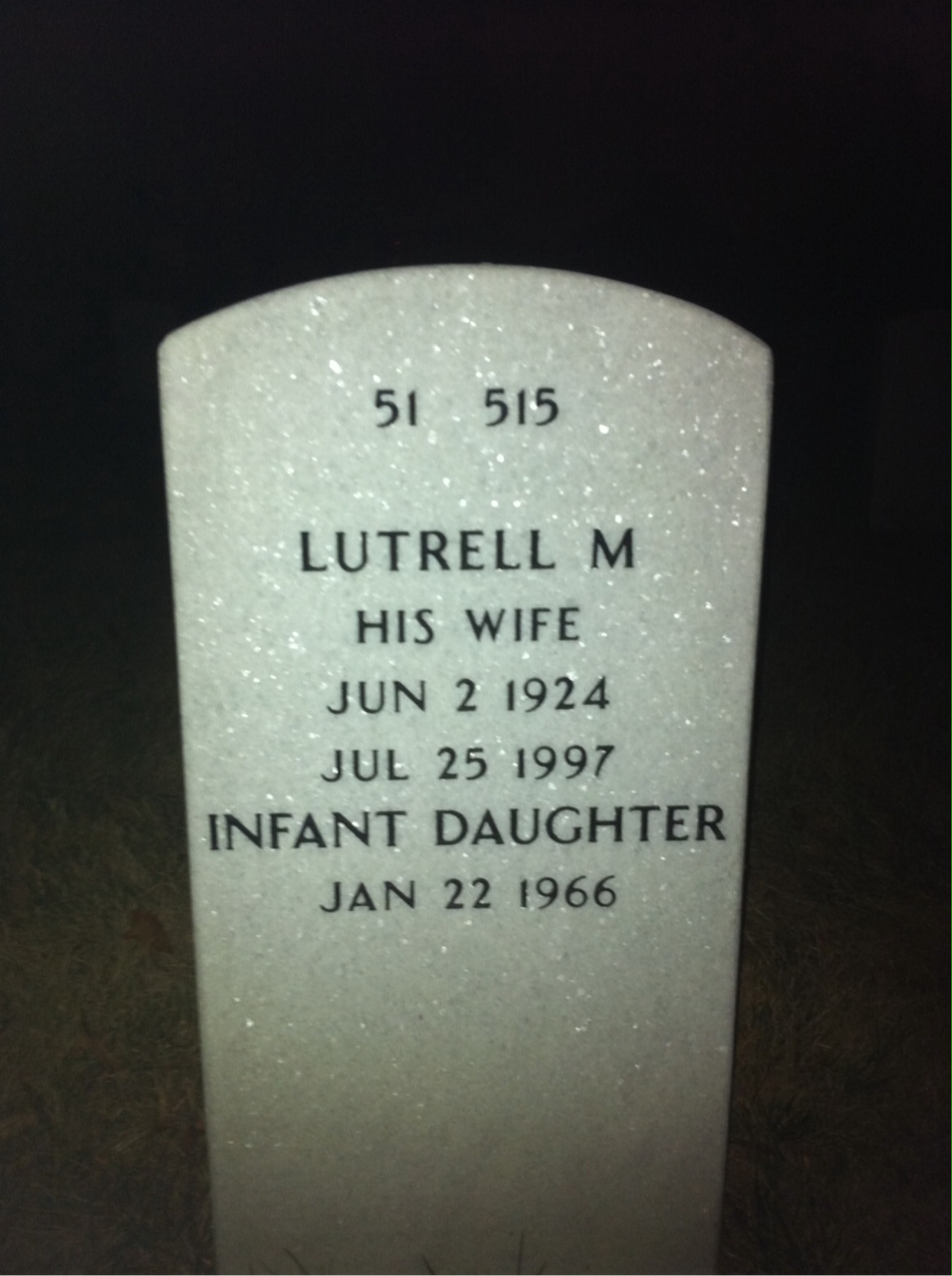 Back of headstone — William Lawrence