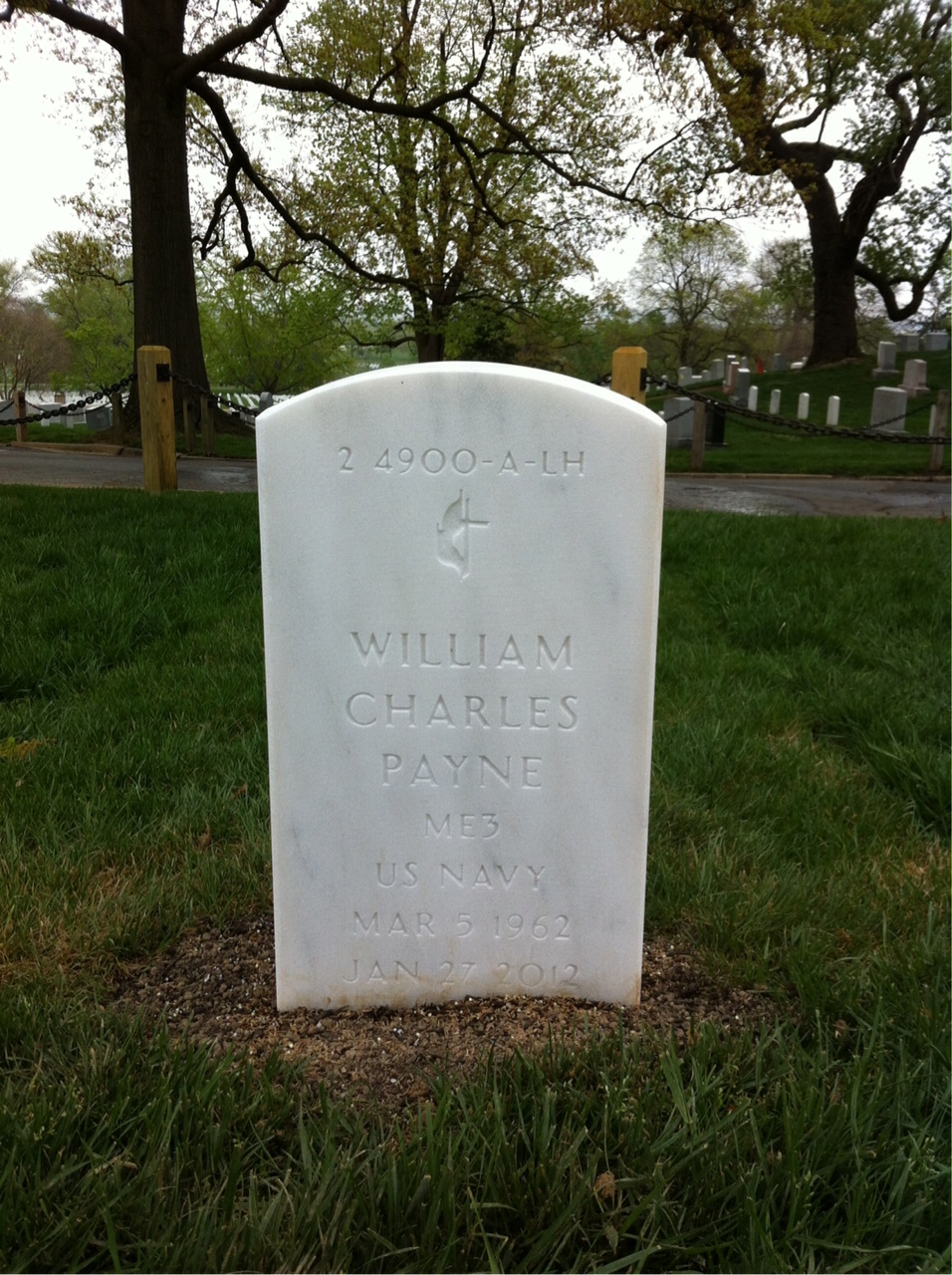 Back of headstone — William Charles Payne