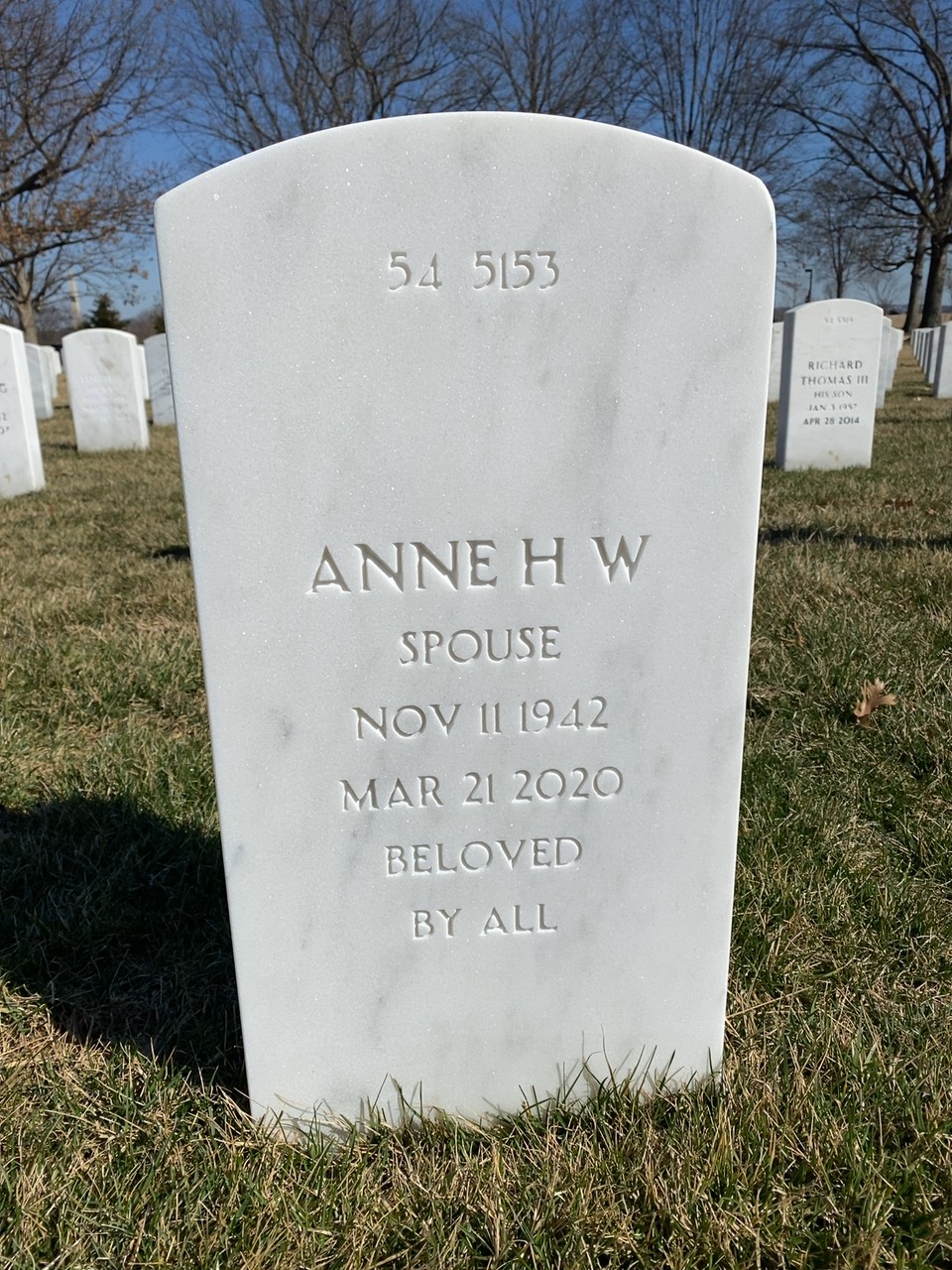 Back of headstone — Frank Johnson