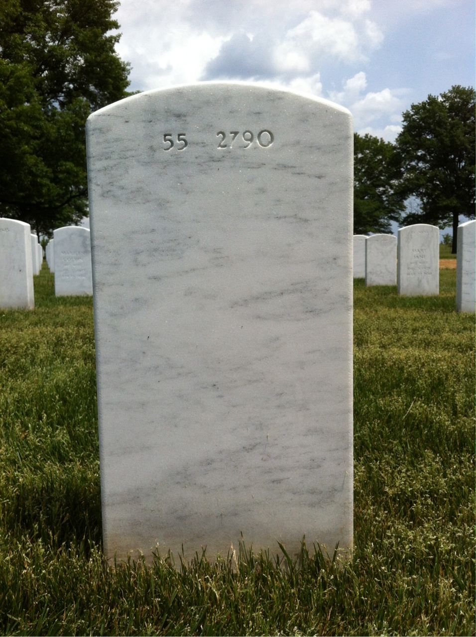 Back of headstone — Joe L Newman