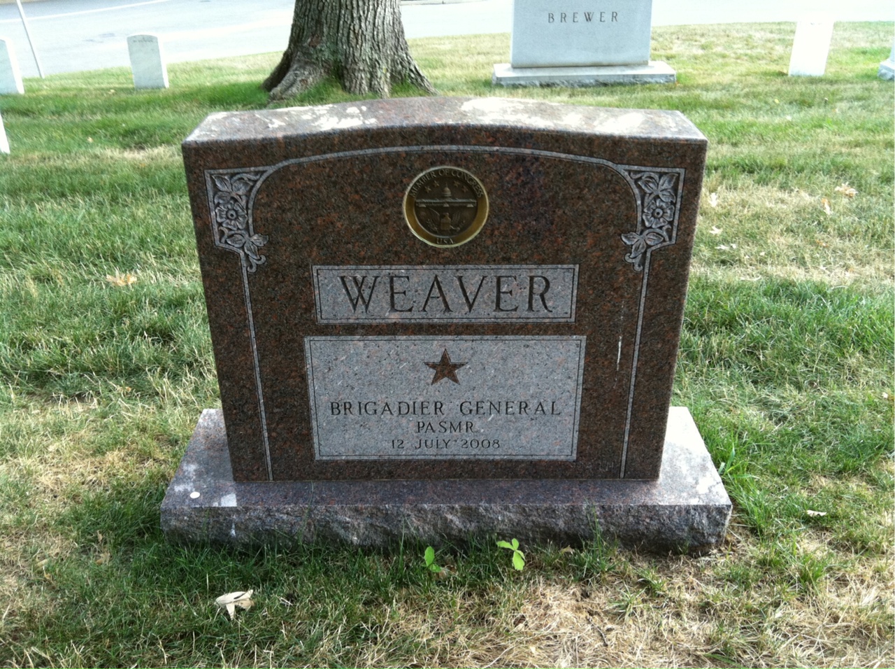 Back of headstone — James Weaver