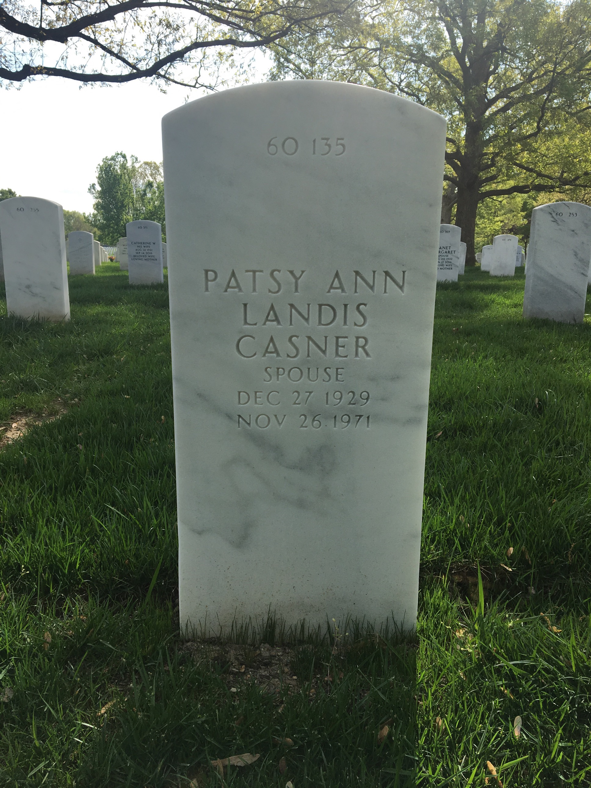 Back of headstone — Earl Casner